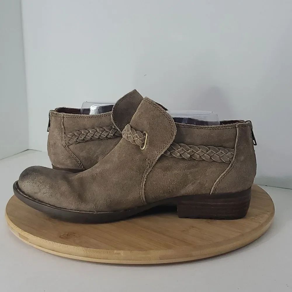 Born Sylvia Leather Braid Booties Tan Women's Size 10M - Picture 8 of 12